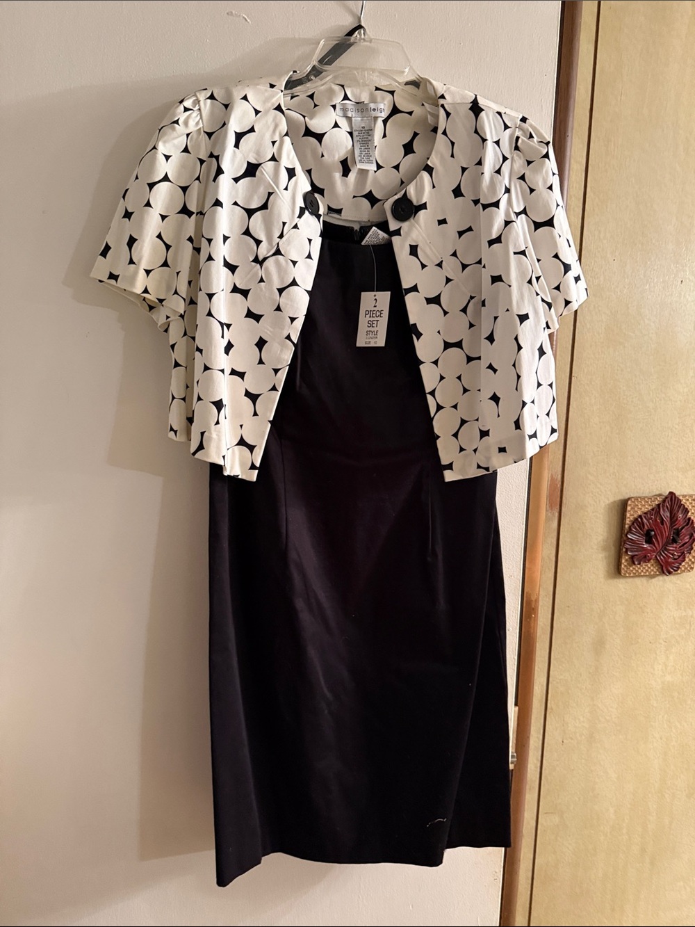 madison leigh Black Dress with White Polka Crop Jacket - Two-Piece Set
